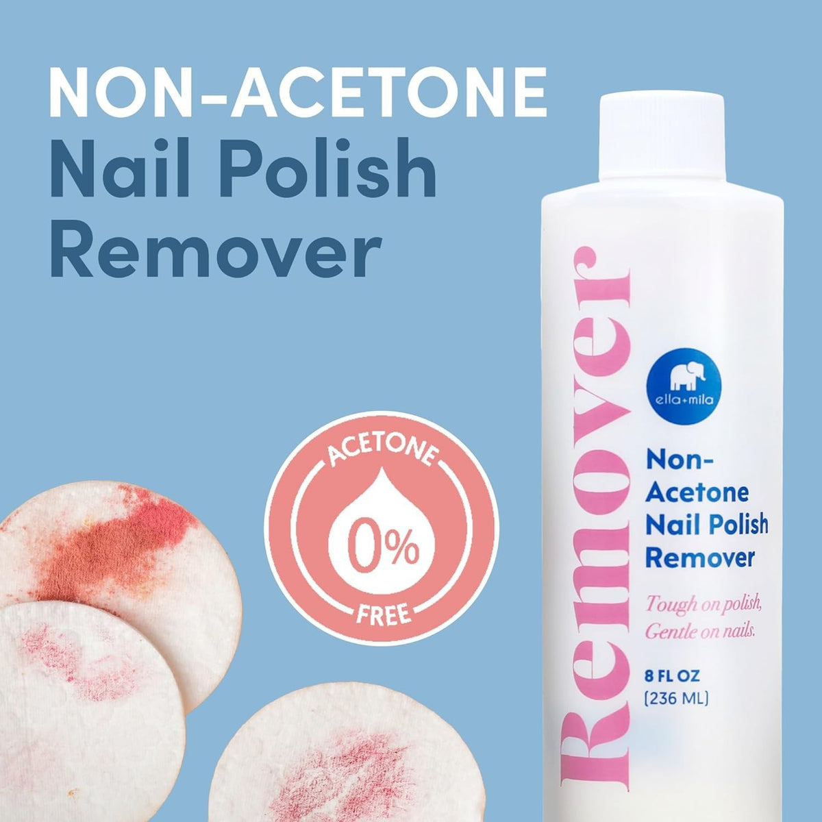 Non-Acetone Nail Polish Remover - Gentle, Nourishing, 8 Fl Oz