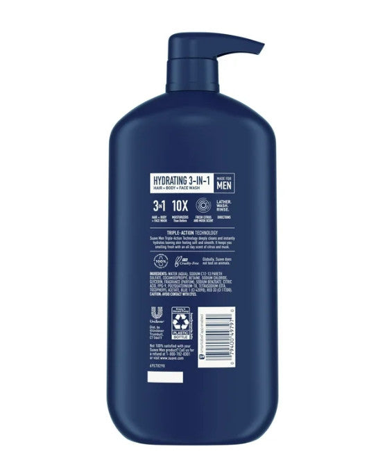 Men's 3-in-1 Body Wash, Shampoo & Face Wash - Hydrating Citrus & Musk, 30 oz