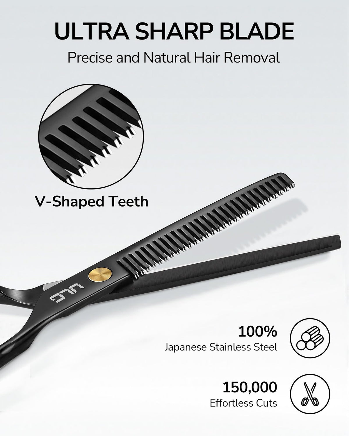 Professional Hair Thinning Shears 6.5 Inch - Black Stainless Steel