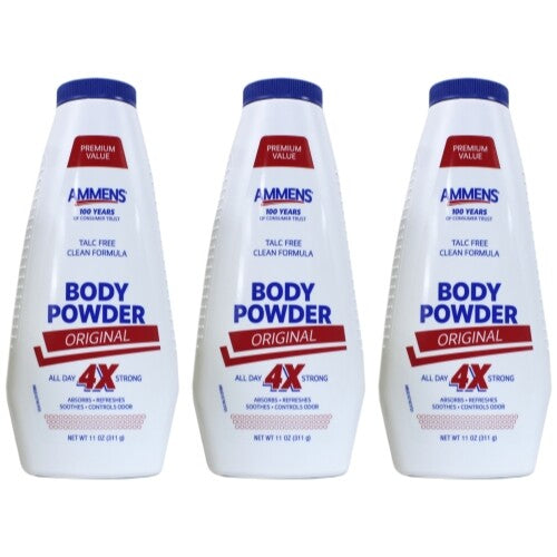 Talc-Free Body Powder for Sensitive Skin - 3 Pack, 11 Ounces Each
