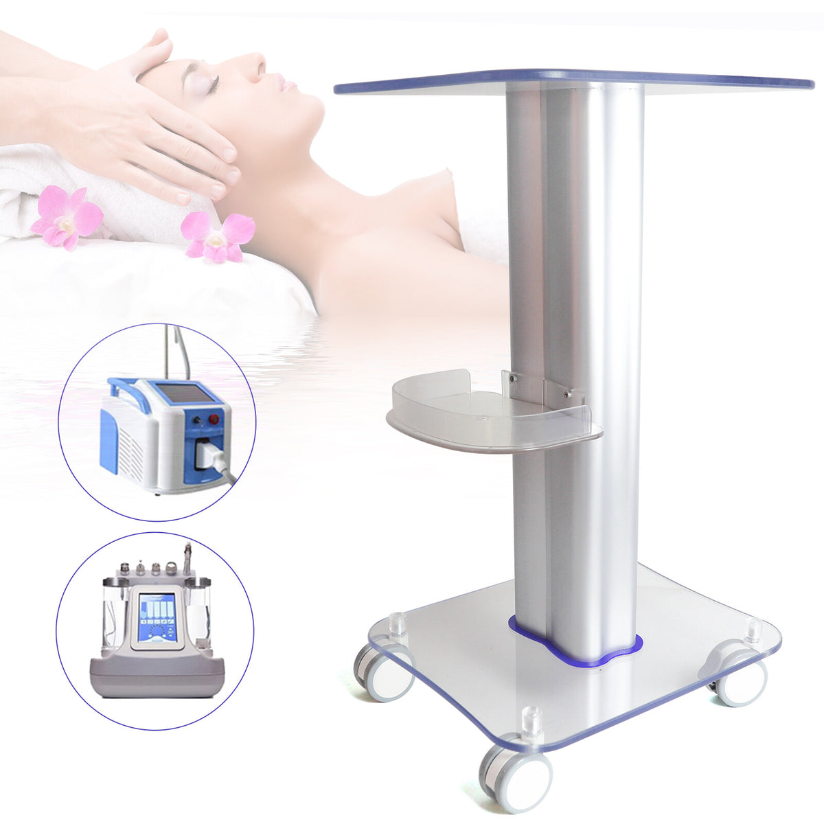 Acrylic Rolling Cart for Beauty Salons and Spas - Trolley with 4 Wheels
