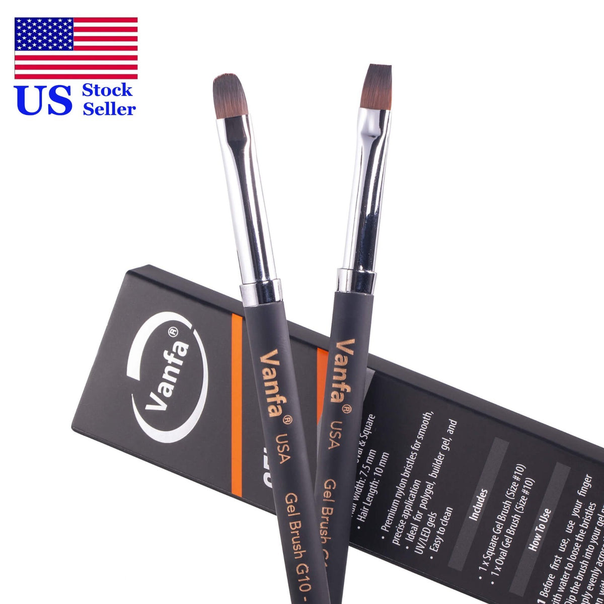 Gel Nail Brush for Builder Gel, Polygel & UV Gel - G10 Set (Square + Oval Heads)