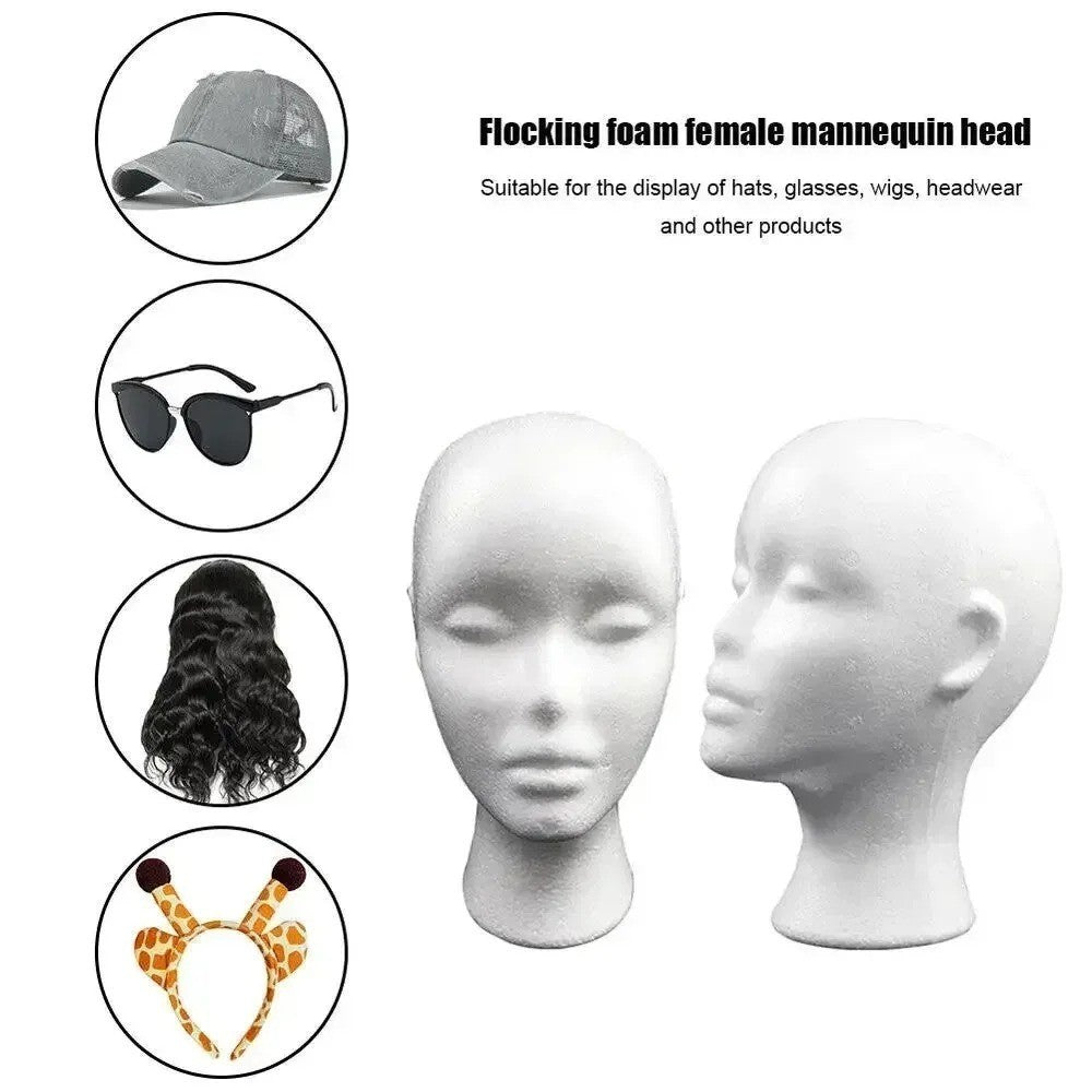 Lightweight Foam Mannequin Head Wig Stand for Styling and Display - Male & Female