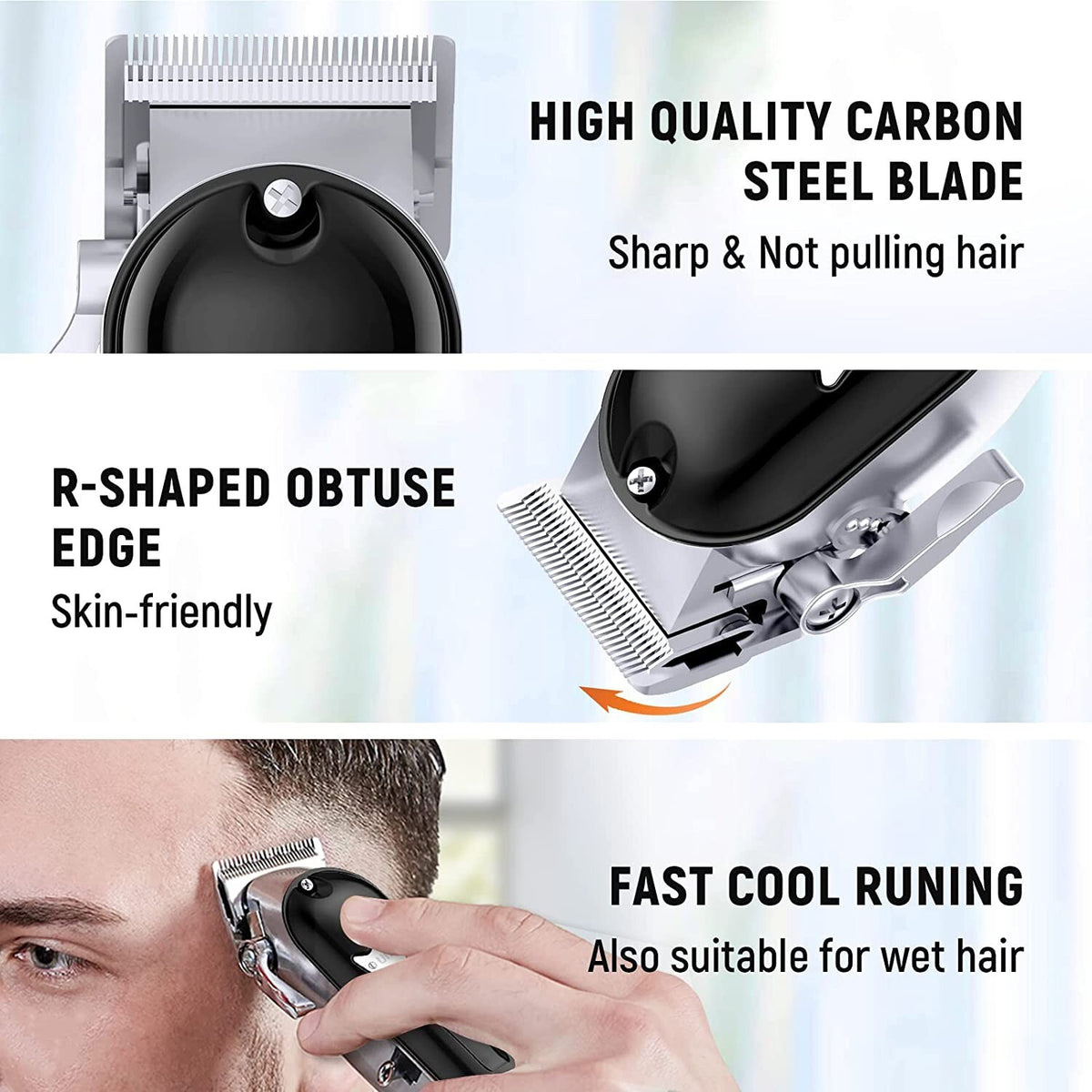 Professional Cordless Hair Clippers & Trimmer Set for Men - Black