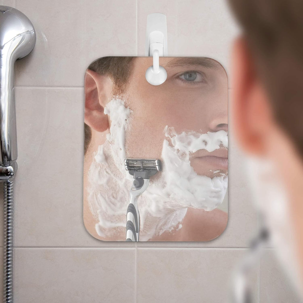 Fogless Shower Mirror for Shaving & Grooming - Wall Mount, Silver