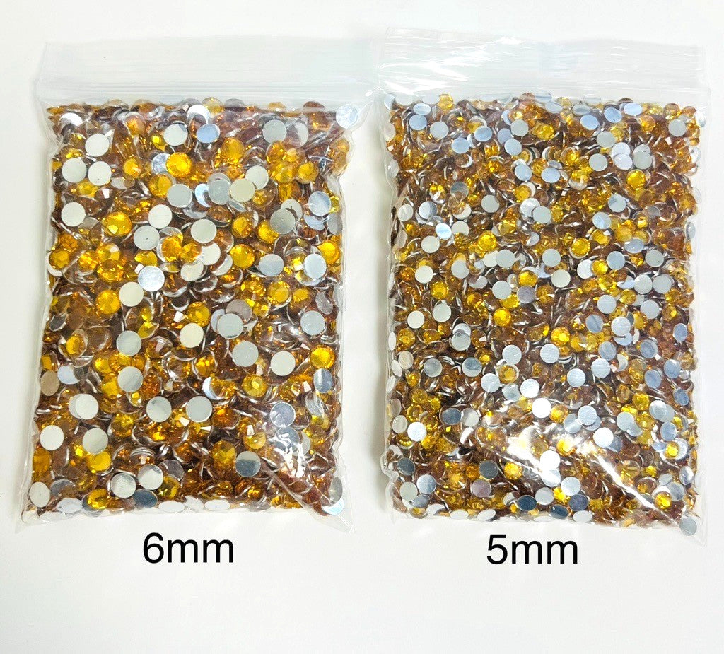Golden Yellow Crystal Rhinestone Flat Back Round Jewelry Gems Multipack - 5 Sizes