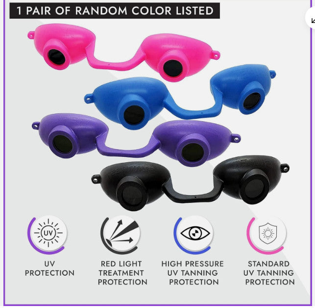 Pink UV Tanning Bed Goggles - Flexible Eye Protection Glasses, FDA Approved