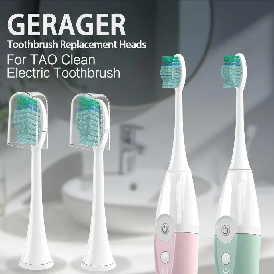 Medium Bristle Toothbrush Heads Refill 6 Pack for TAO Clean Toothbrushes