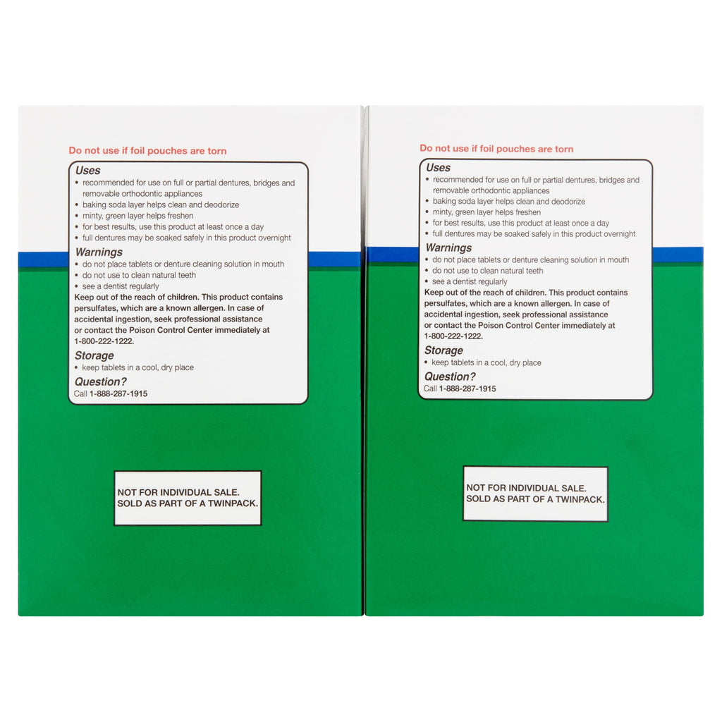 Denture Cleanser Tablets Twin Pack - Antibacterial Whitening & Odor Removal