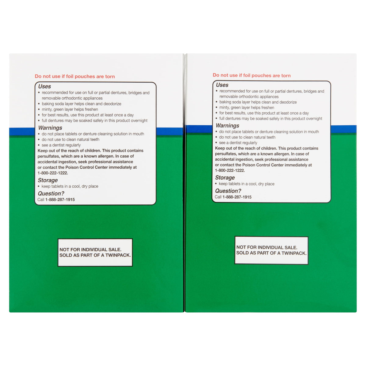 Denture Cleanser Tablets Twin Pack - Antibacterial Whitening & Odor Removal