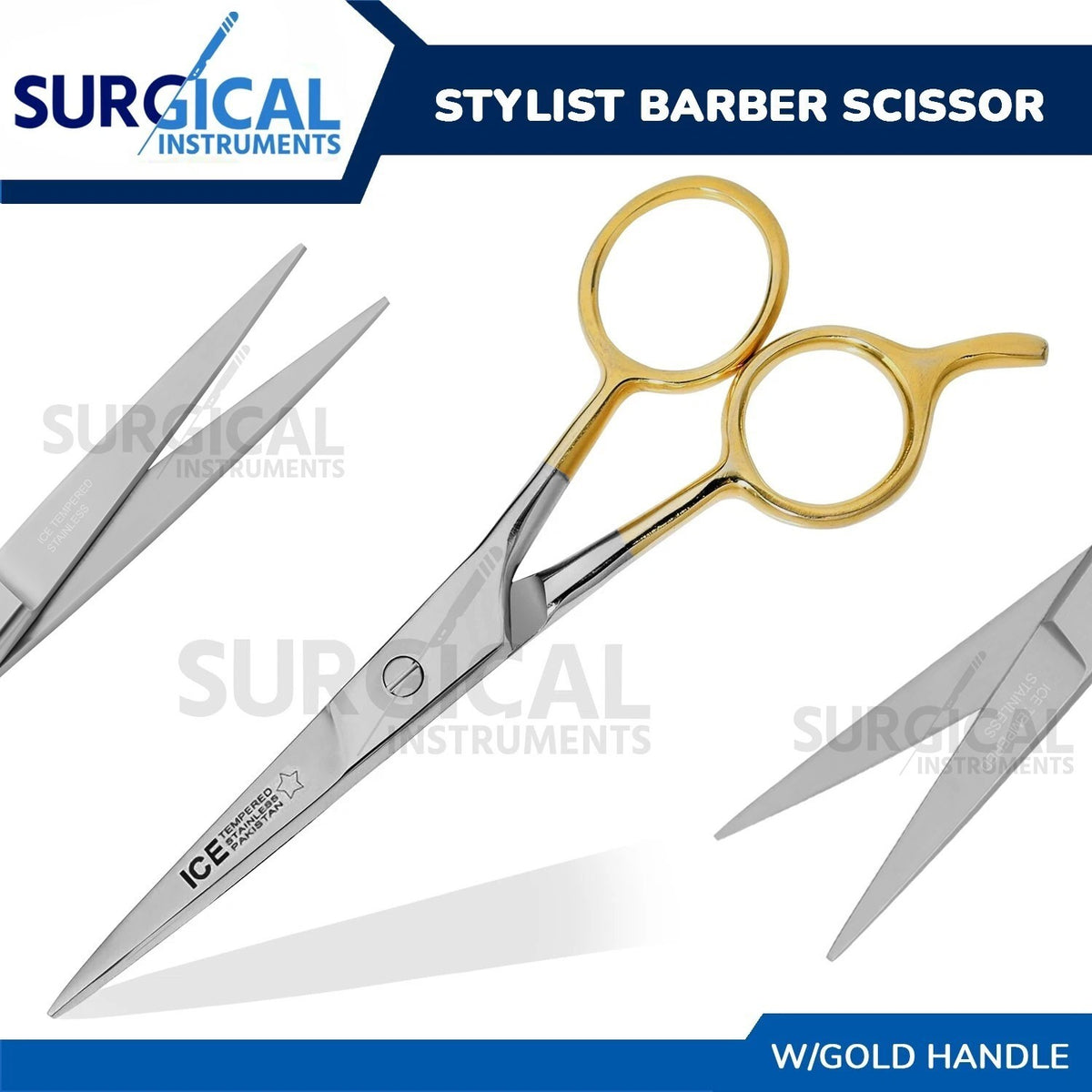 Professional Hair Cutting Scissors 5.5 Inch Stylish Gold Handle Ice Tempered Blades