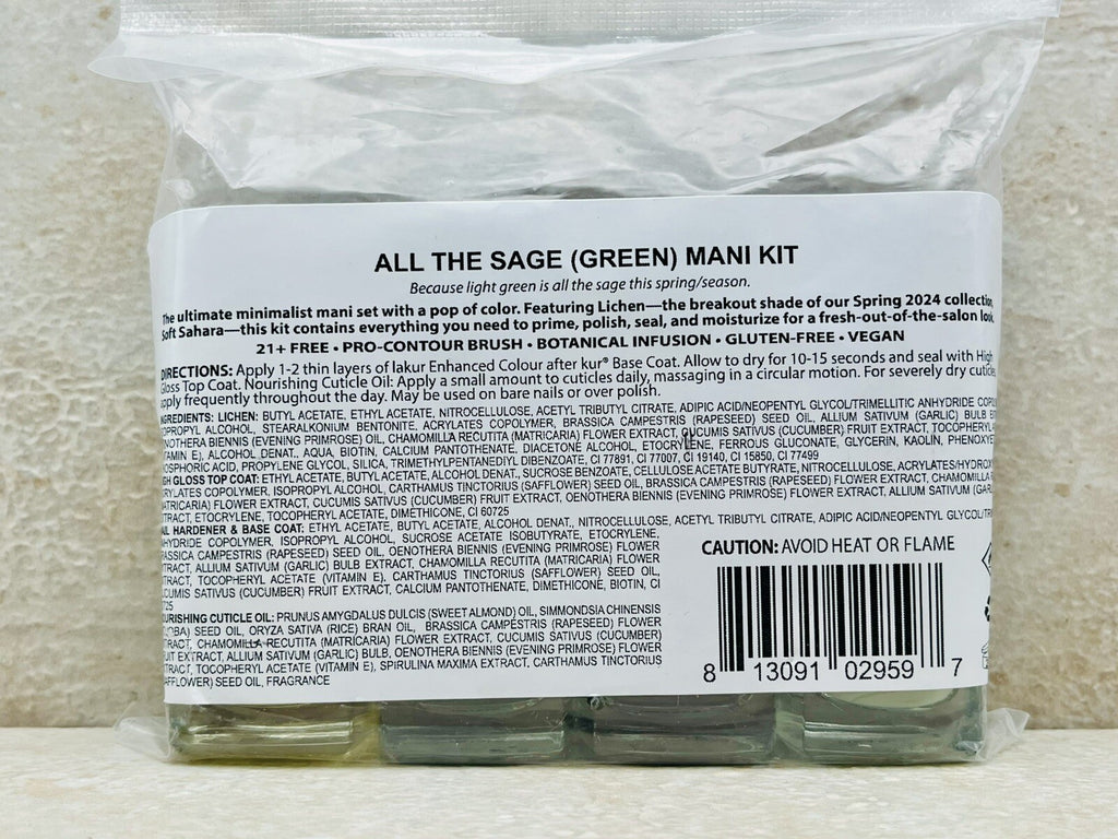 Green Nail Polish Set with Top Coat Cuticle Oil Manicure Kit