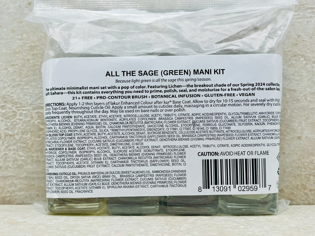 Green Nail Polish Set with Top Coat Cuticle Oil Manicure Kit
