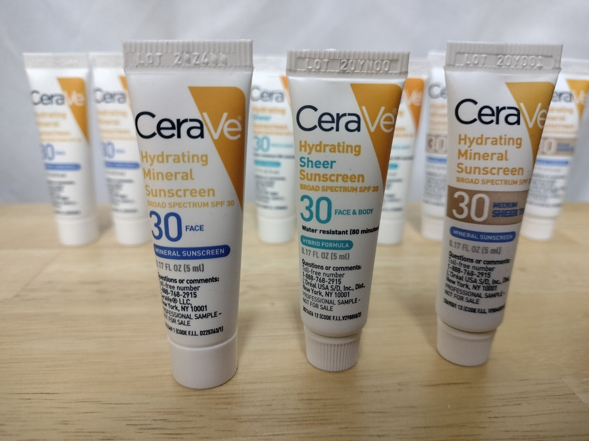 CeraVe Sunscreen Sampler Set - 3 Varieties, Hydrating Mineral & Sheer SPF, 12 Pack