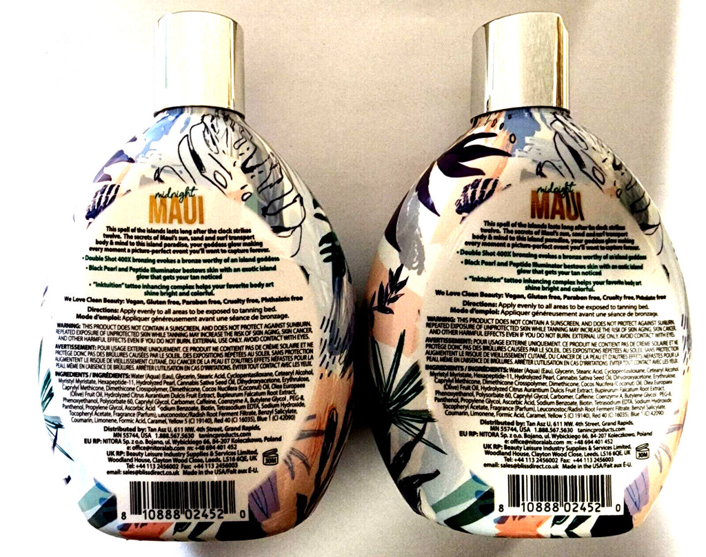 Brown Sugar Midnight Maui Double Shot 400X Bronzer Tanning Lotion 13.5oz - Pack of 2