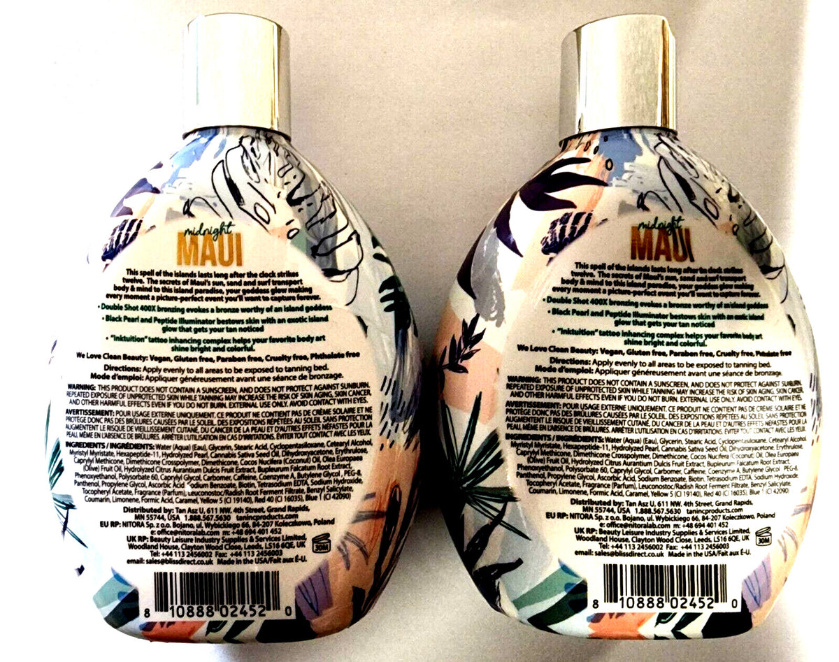 Brown Sugar Midnight Maui Double Shot 400X Bronzer Tanning Lotion 13.5oz - Pack of 2