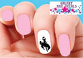 Waterslide Nail Decals Set of 20 Cowboy on Bucking Bronco Silhouette for Nail Art