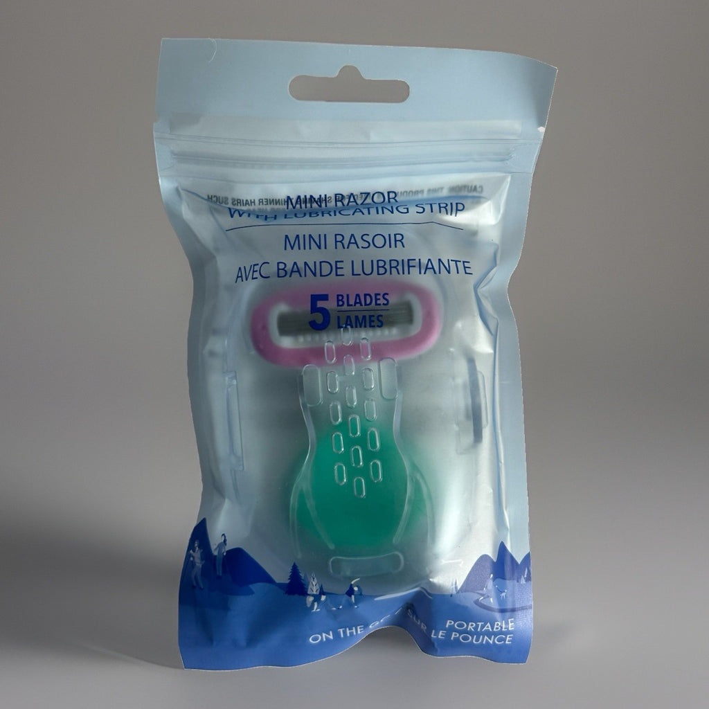 Mini Travel Razor Set with 5 Blades - Pink & Green Portable Shavers