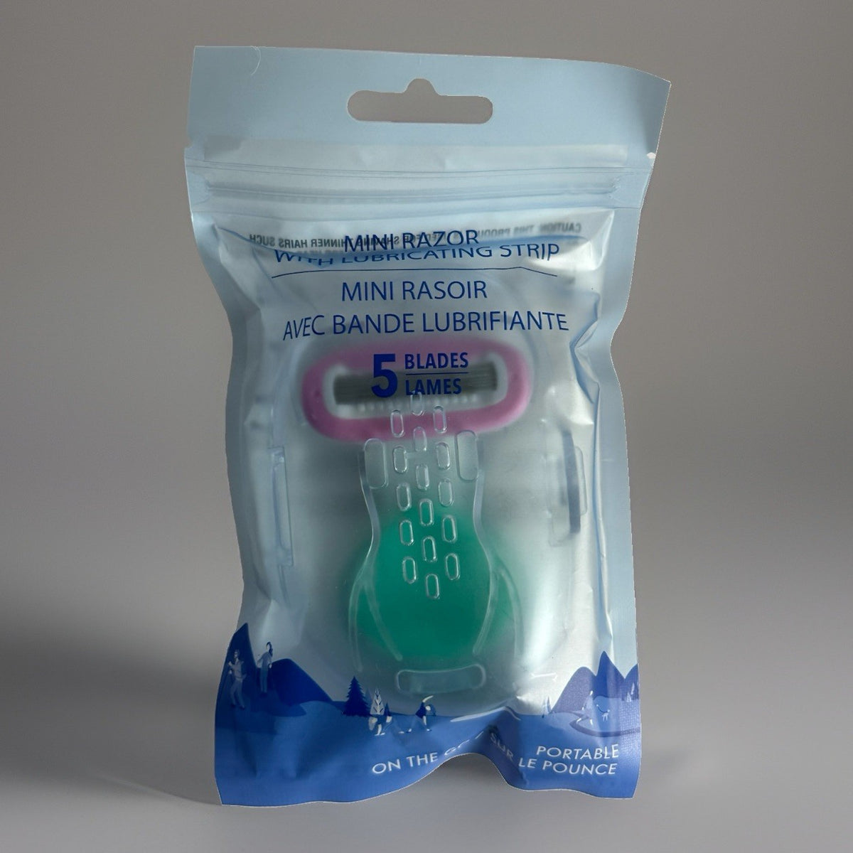 Mini Travel Razor Set with 5 Blades - Pink & Green Portable Shavers