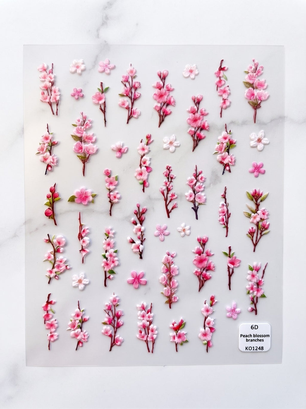 5D Flower Nail Decals Nail Art Stickers - Embossed Floral Design
