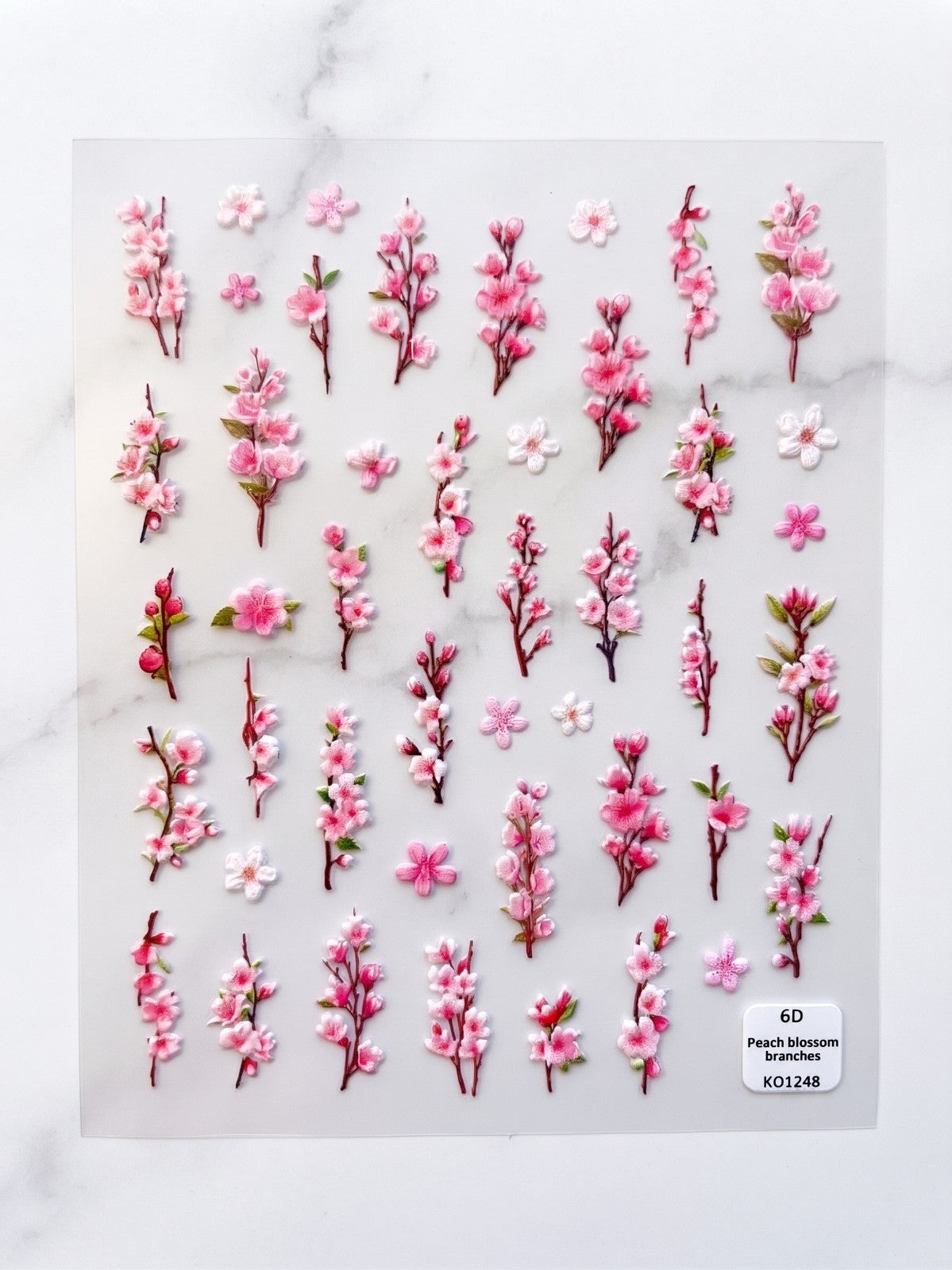 5D Flower Nail Decals Nail Art Stickers - Embossed Floral Design