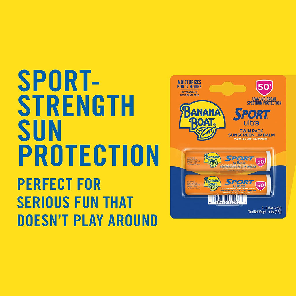 SPF 50 Lip Sunscreen Balm 2 Pack - Water-Resistant, Moisturizing, Beach & Sport Use