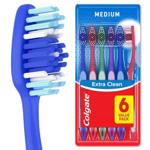Medium Toothbrushes 6 Pack - Soft Bristle Oral Care for Adults