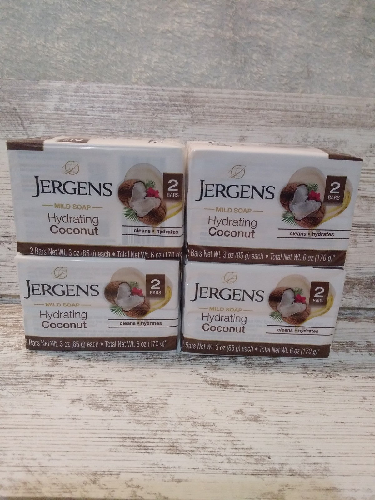 Hydrating Coconut Bar Soap - 3 Oz, Pack of 4, 8 Bars Total