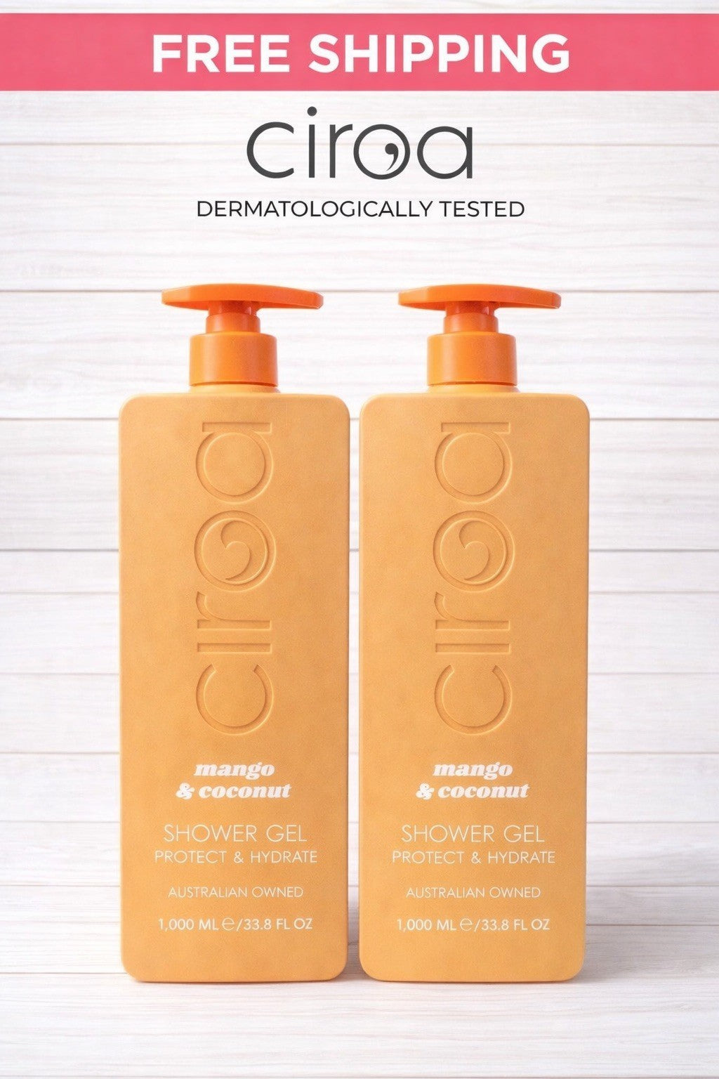 Mango & Coconut Shower Gel 2-Pack - Hydrating Body Wash 33.8 Oz Each