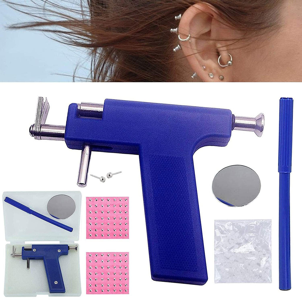 Piercing Gun Kit - Surgical Steel Studs & Accessories for Ears, Nose & Navel