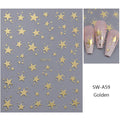 Gold Silver Star Nail Art Stickers Self-Adhesive Tiny Star Dots 1 Sheet