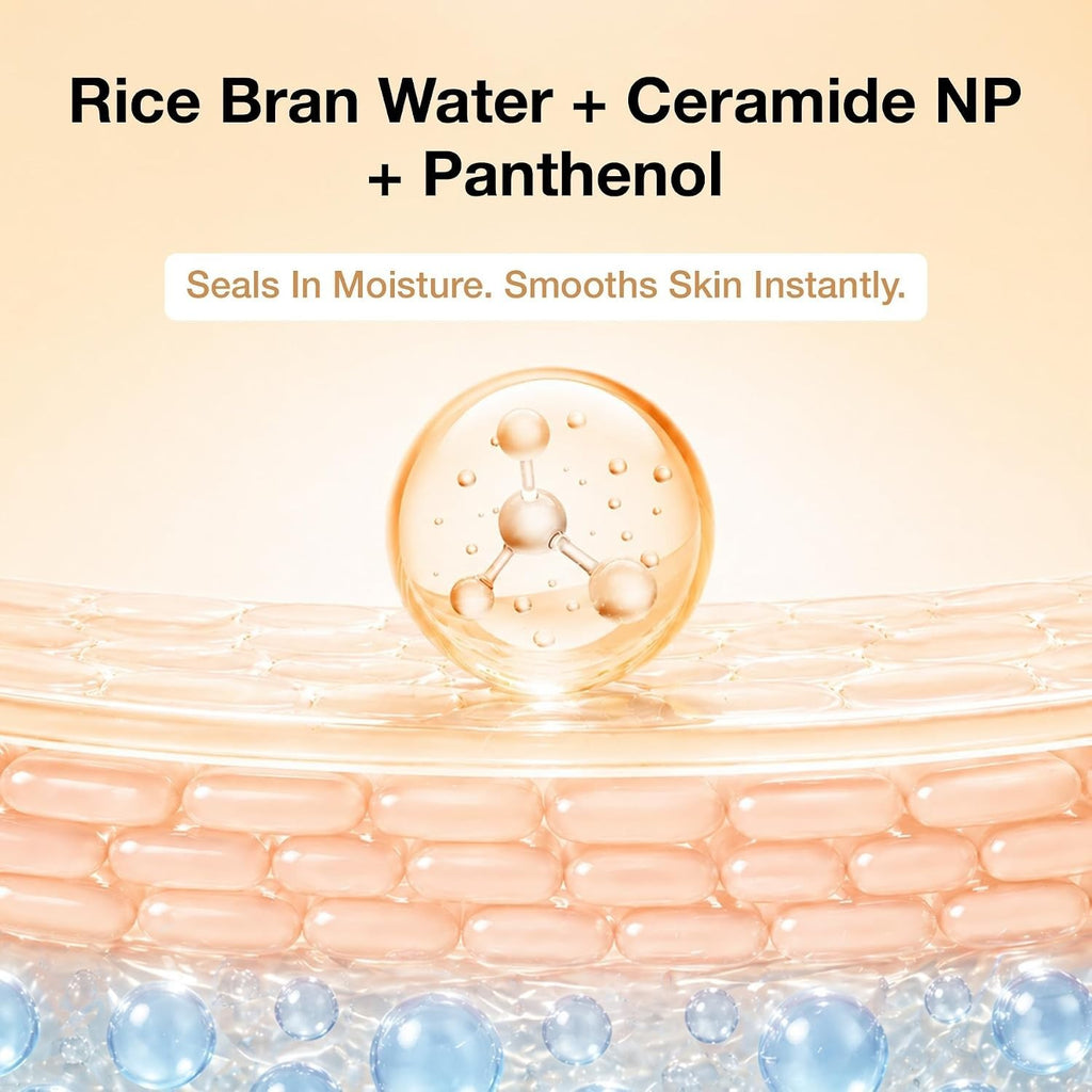 Korean SPF 50 Rice Ceramide Sunscreen for All Skin Types - Hydrating, No White Cast, Lightweight