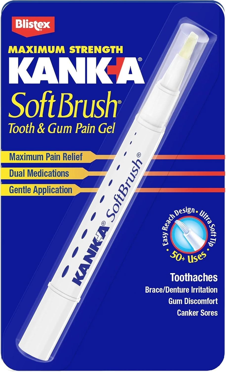 Kank-A Mouth Pain Gel with Soft Brush - Fast-Acting Oral Relief 0.07 oz