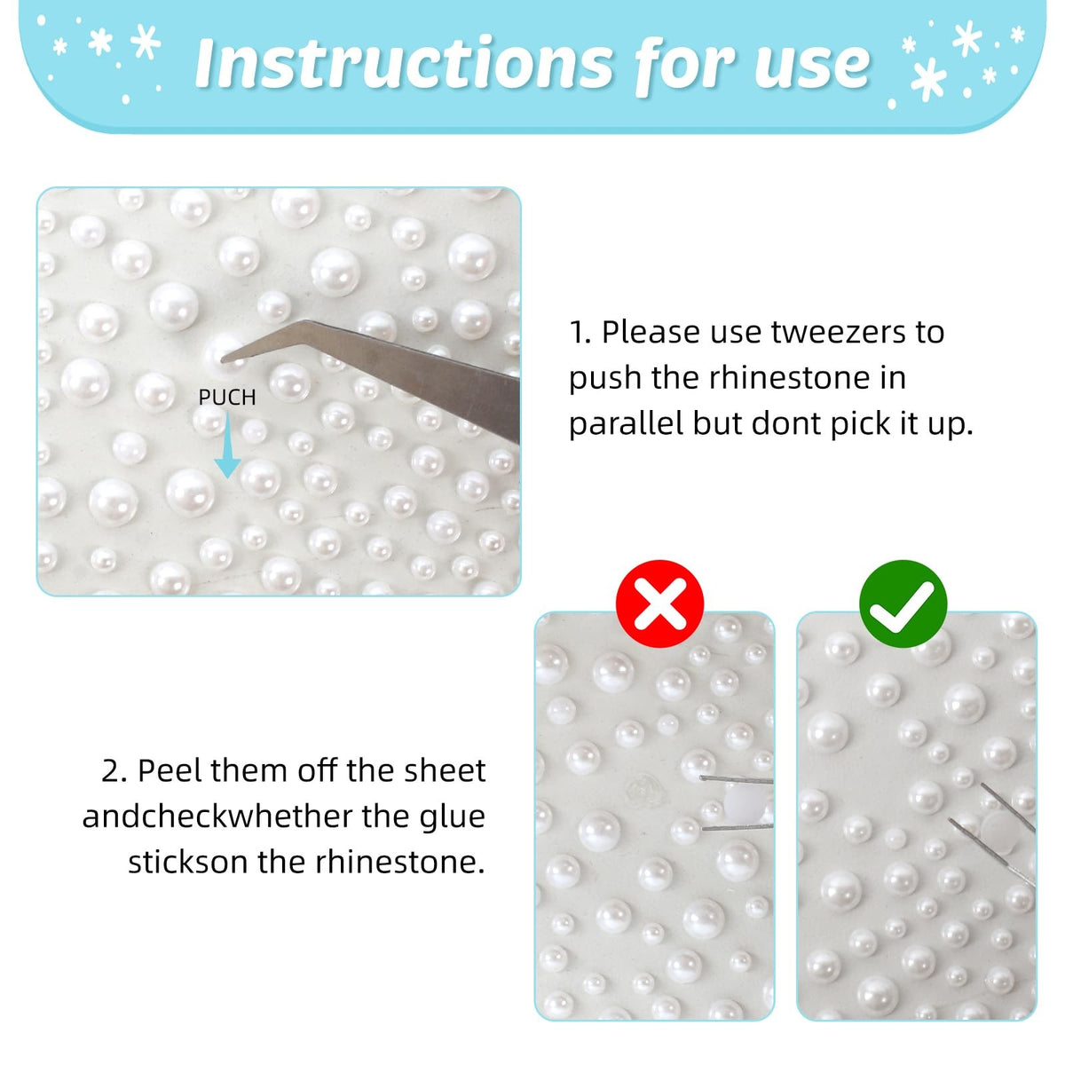 Face Gems Self-Adhesive Hair Accessories Set – 5 Types