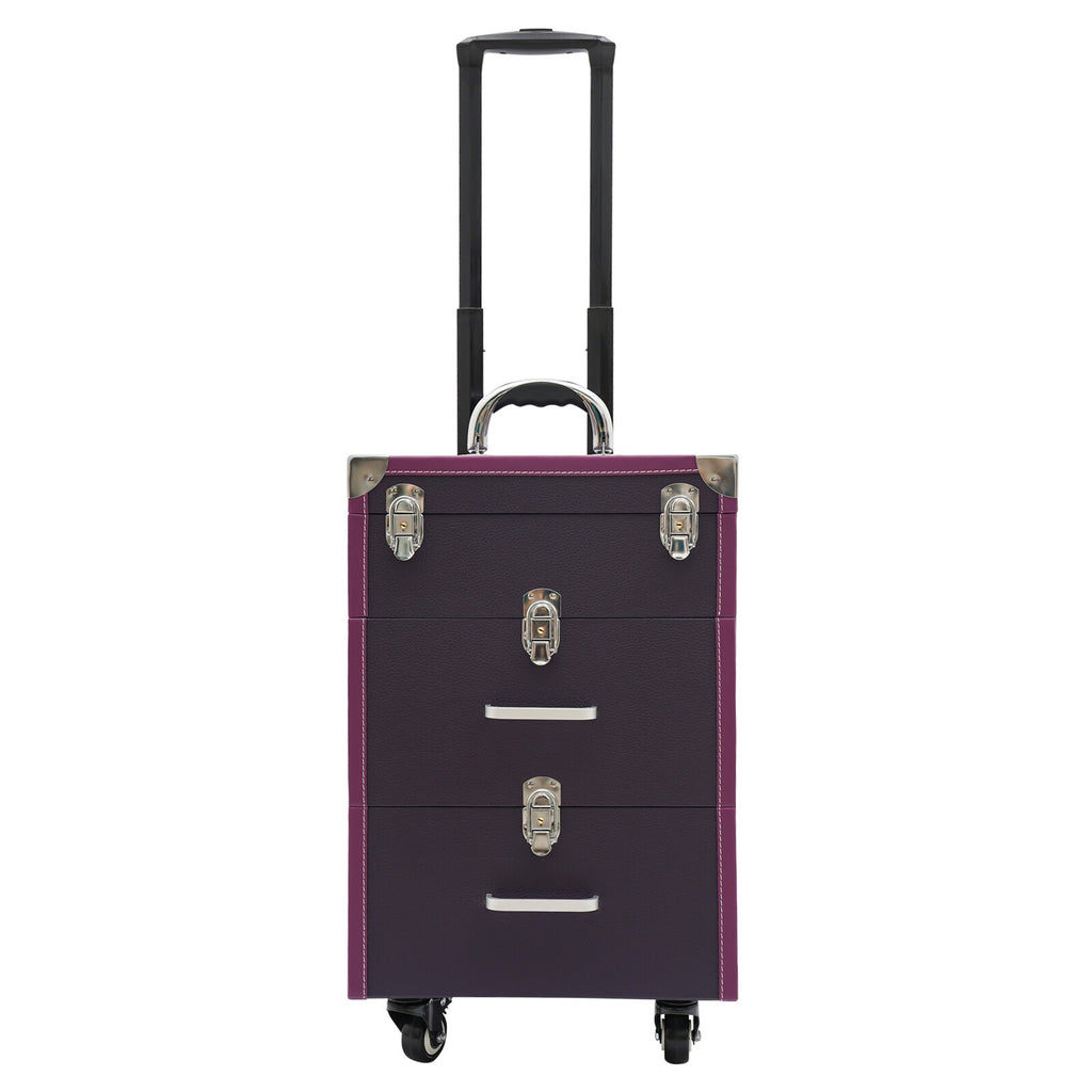 Large Capacity Nail Polish & Makeup Trolley Train Case with Wheels