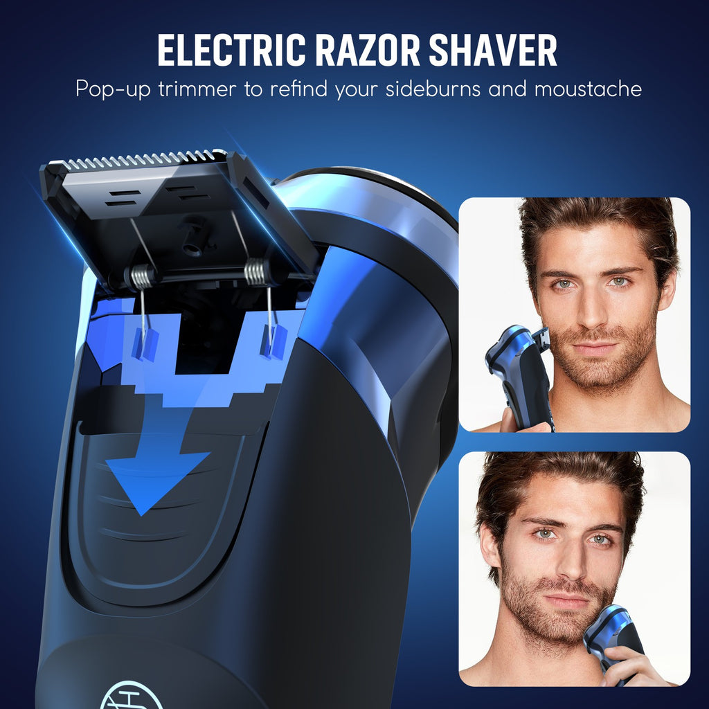 Men's 3D Rotary Electric Shaver with Pop-up Trimmer, Fast Charging
