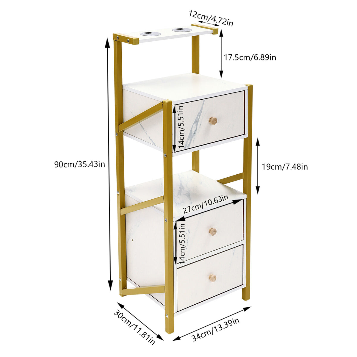 Salon Storage Cabinet with 3 Drawers & Hair Tool Slots - Hairdresser Organizer