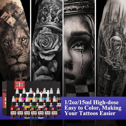 14-Color Tattoo Ink Set 15ml High-Pigment Professional Tattoo Supplies