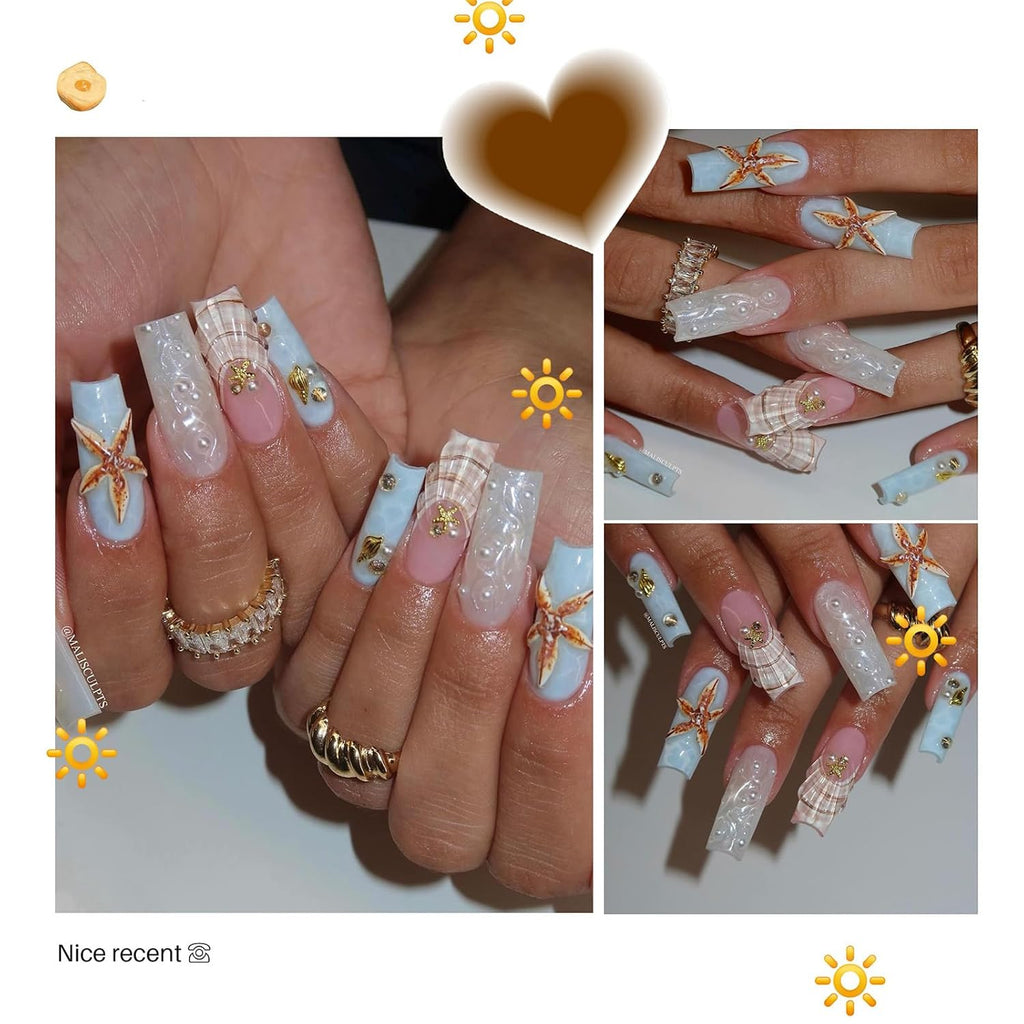 Summer Nail Art Rhinestones Set with Ocean Theme Charms - 6 Boxes