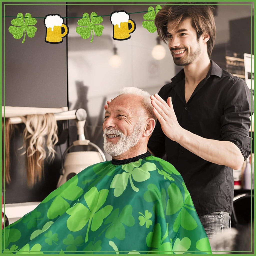 St. Patrick's Day Professional Barber Cape with Neck Duster Brush - Green