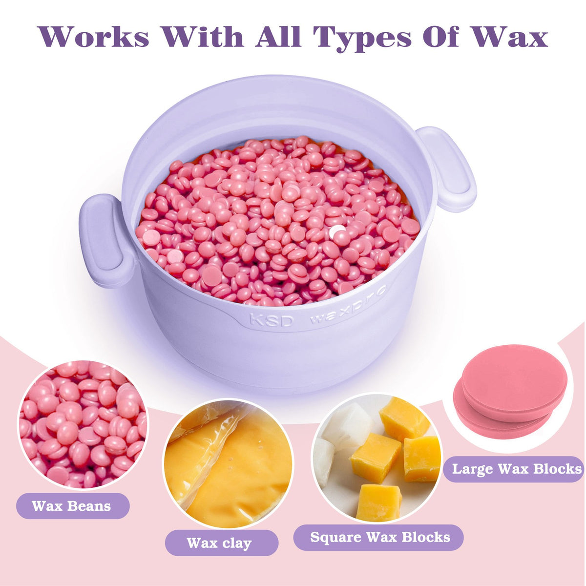 Home Waxing Kit with 300g Natural Hard Wax Beads, Portable Wax Heater and Accessories