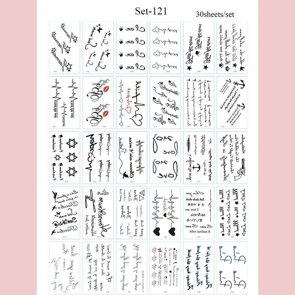 Waterproof Temporary Tattoos Set – Butterfly, Rose & Feather Stickers (Disposable)