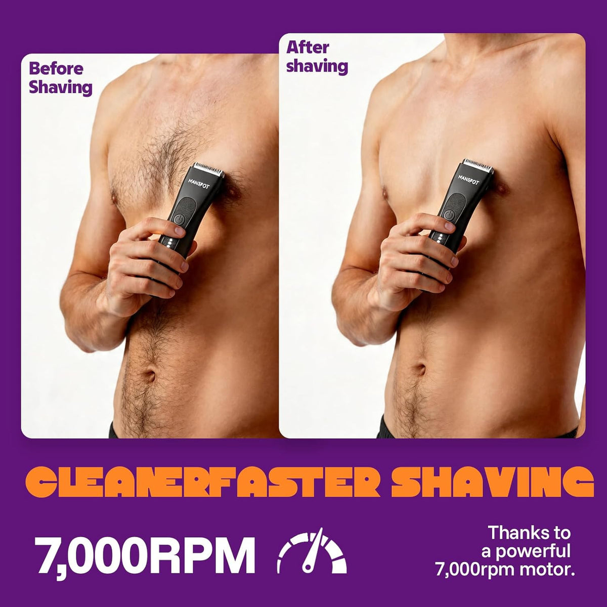 Men's Groin & Body Hair Trimmer with 4 Guards Waterproof Rechargeable