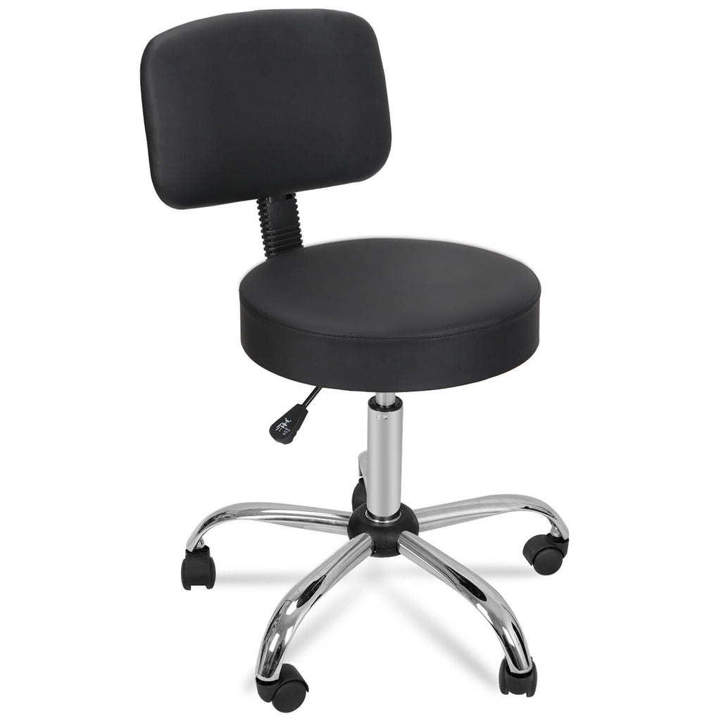 Adjustable Swivel Salon Stool Chair with Hydraulic Lift & Back Support