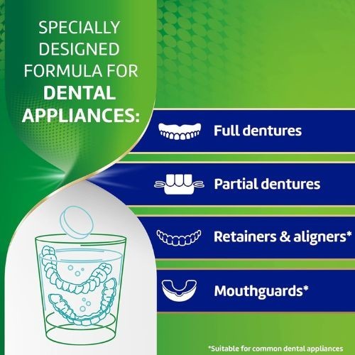 Denture Cleaner Tablets - Whitening & Antibacterial for Retainers & Mouthguards, 60 Count