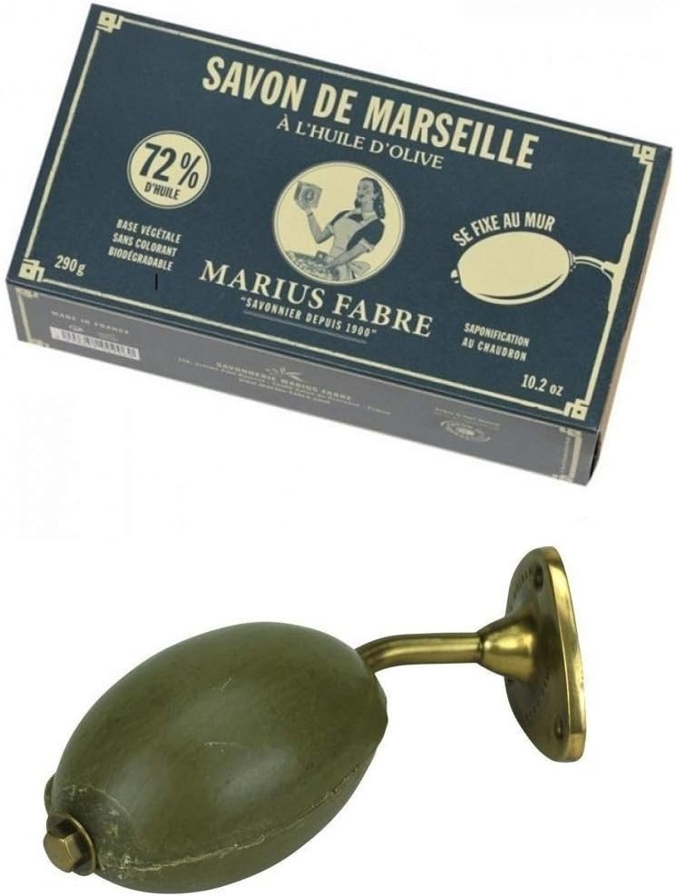 Marseille Olive Oil Soap Wall Mount Rotary Holder 290g Natural