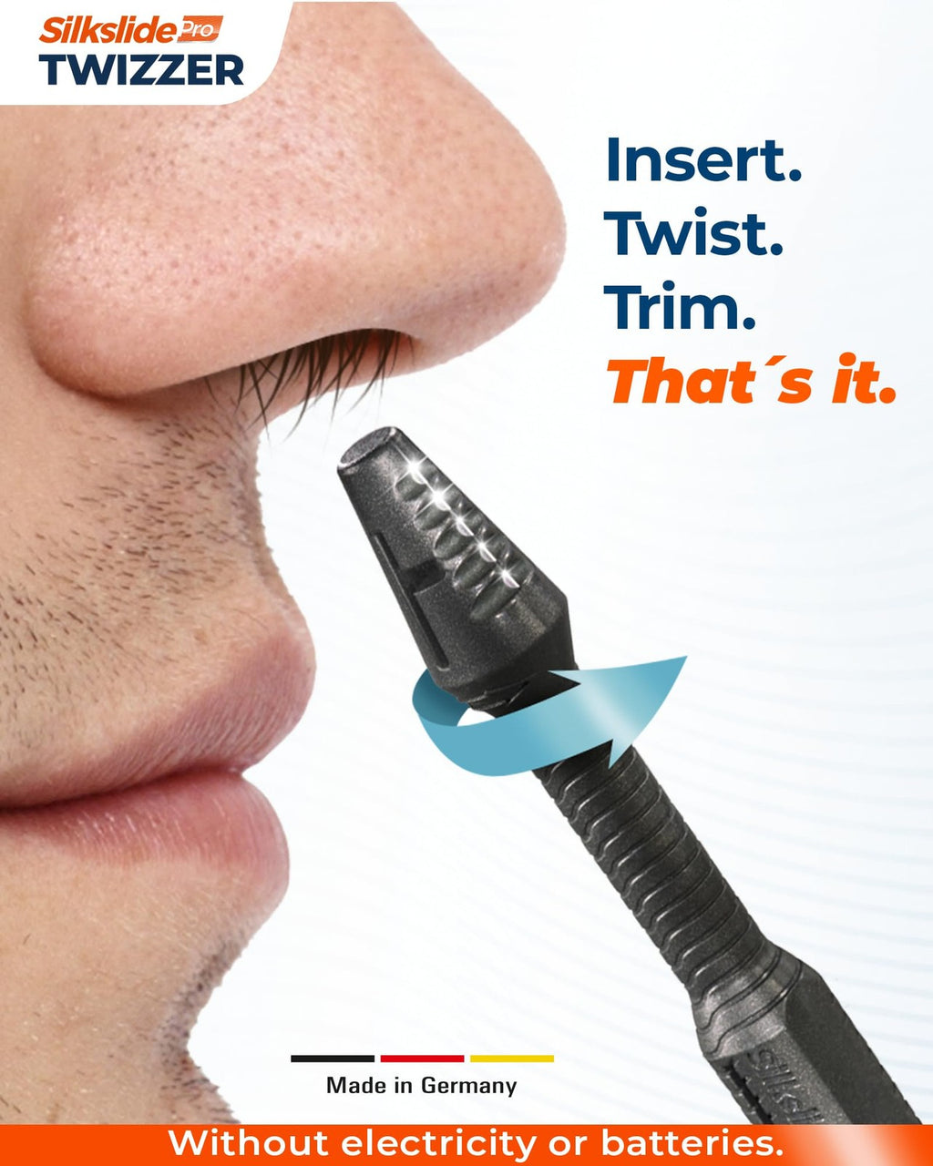 Manual Nose & Ear Hair Trimmer for Men & Women - German Blades, No Batteries