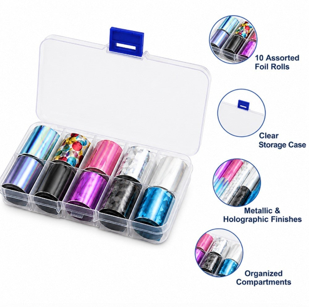 Holographic Nail Foil Transfer Stickers Star Sky Glitter Nail Art Decor Set