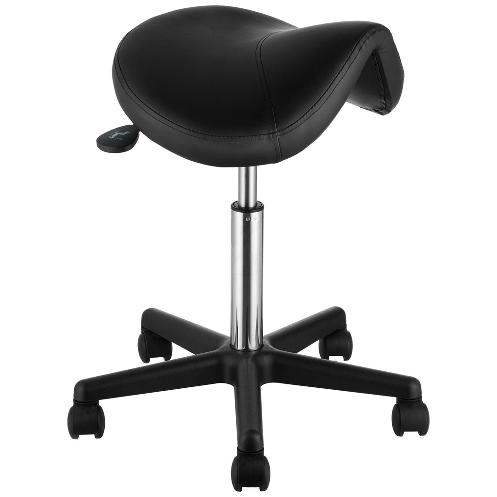 Ergonomic Saddle Stool with Wheels - Adjustable Height PU Leather Seat