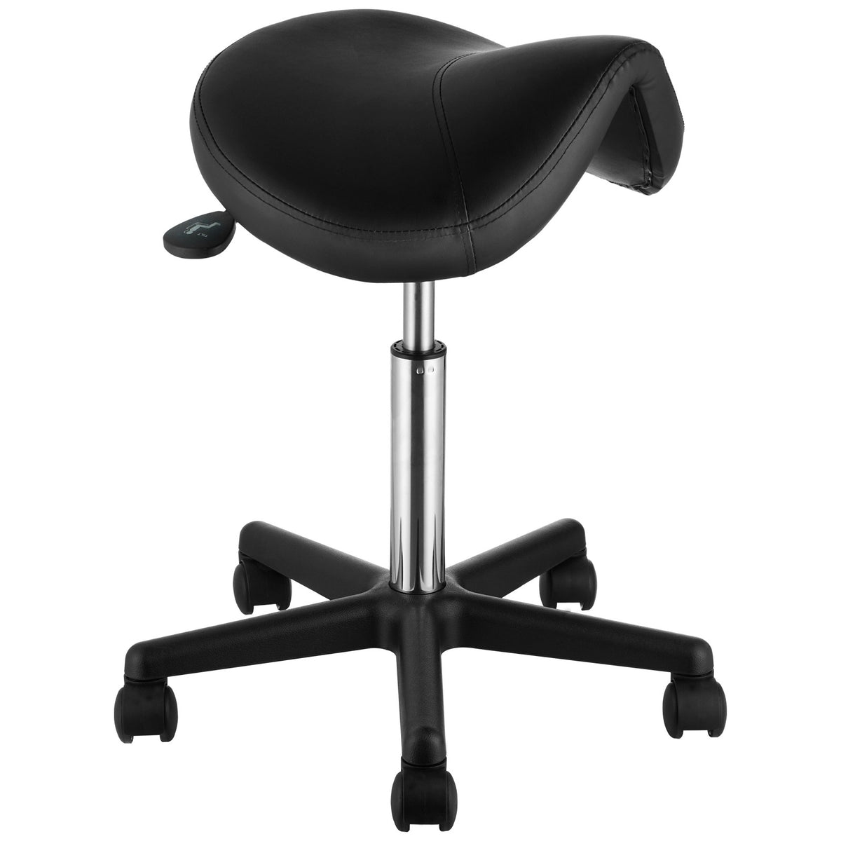 Ergonomic Saddle Stool with Wheels - Adjustable Height PU Leather Seat